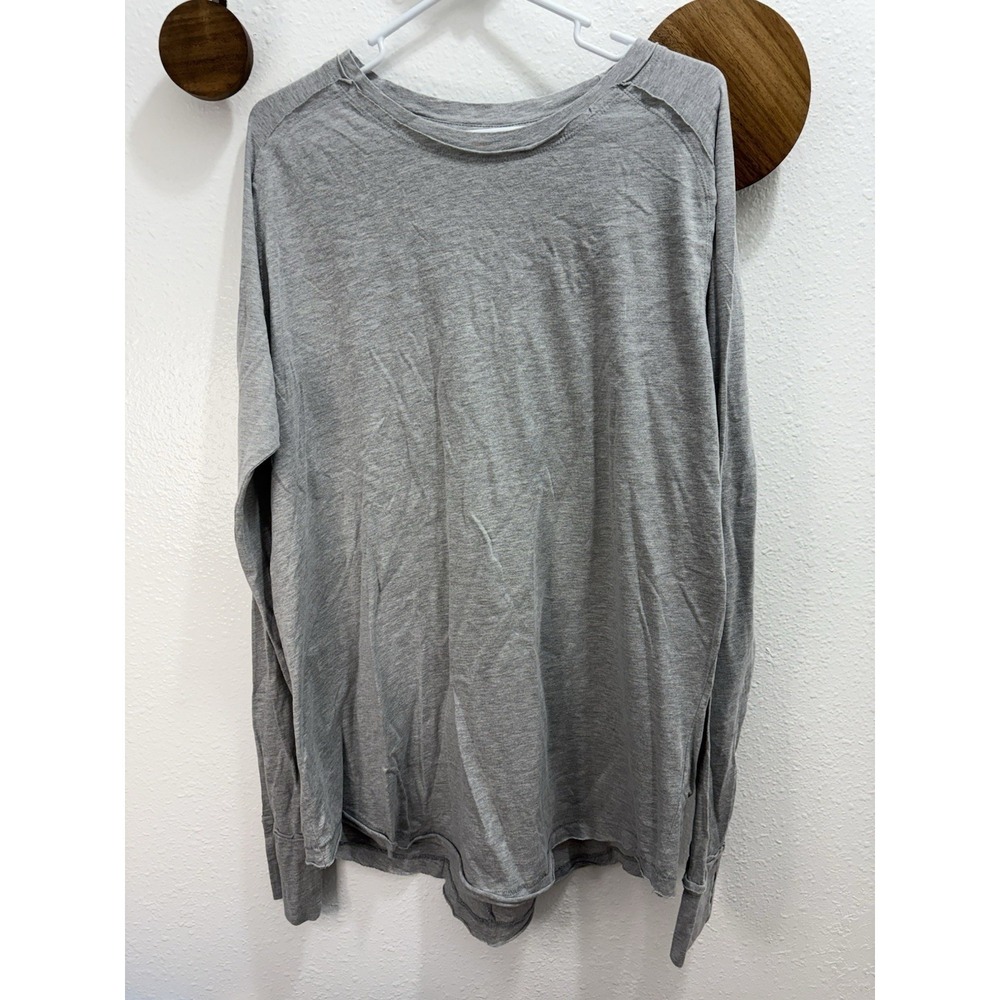 We The Free Long Sleeve Shirt Womens Large Gray Layer Thumb Hole Lightweight